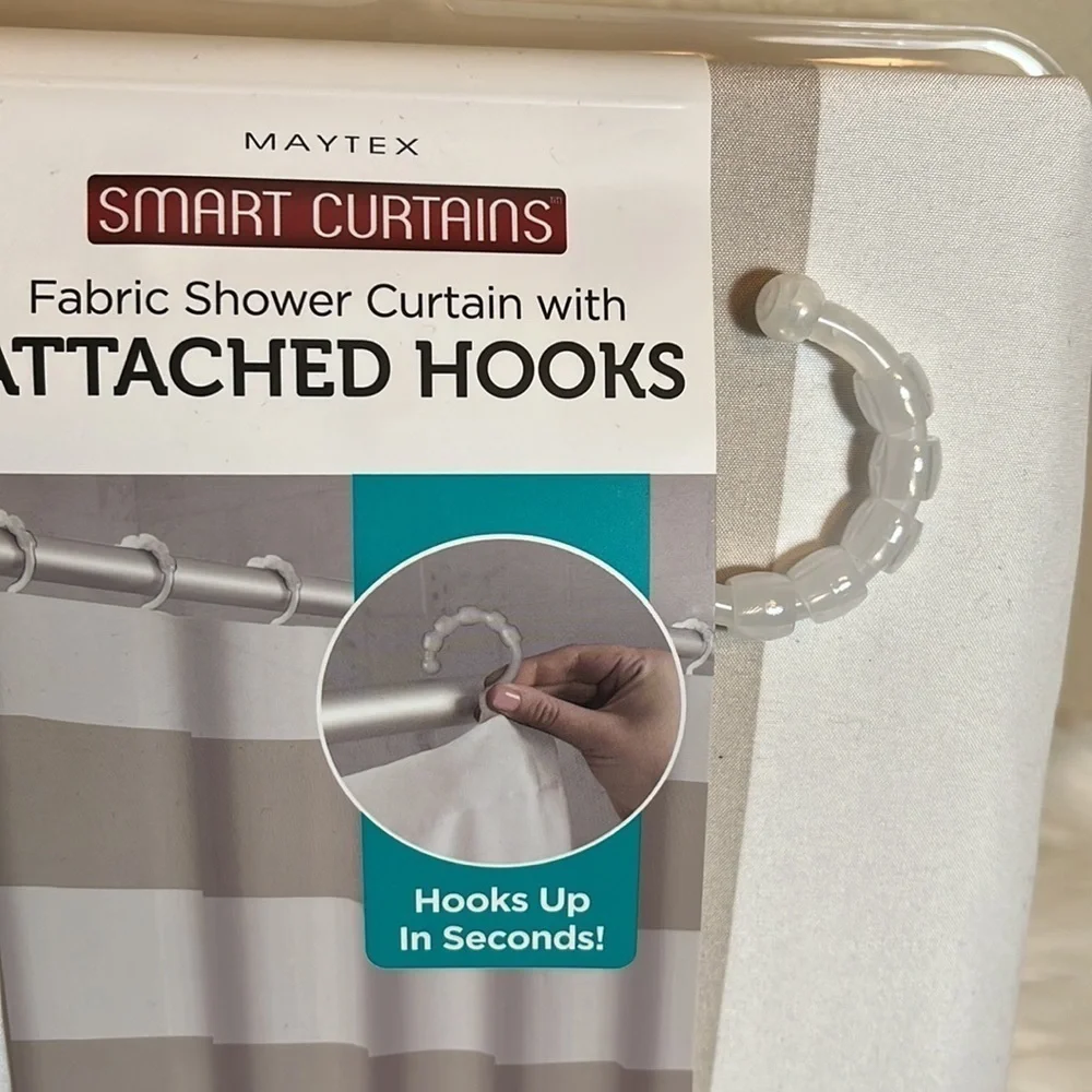 New Fabric Shower Curtain with Hooks